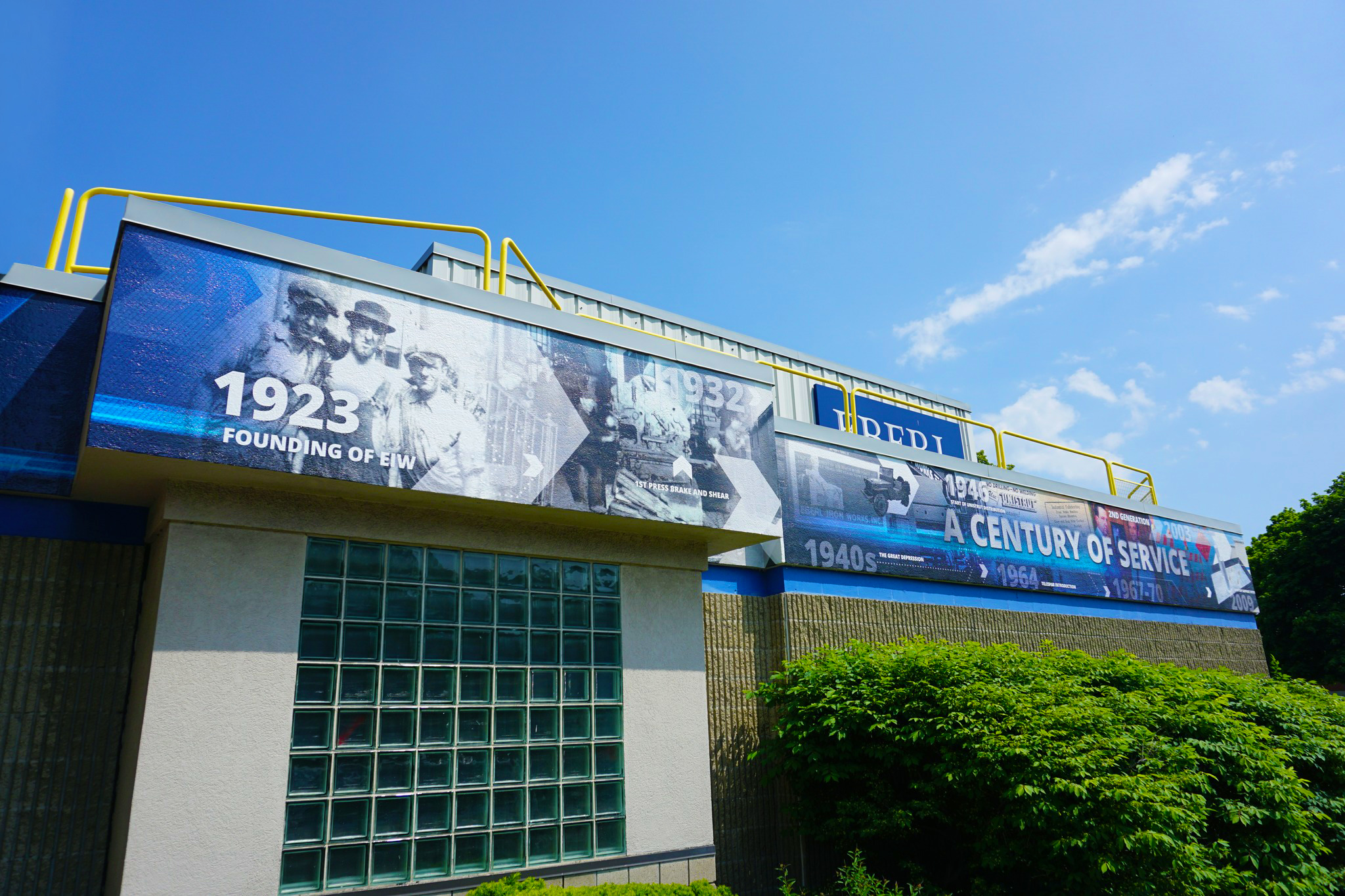 industrial Exterior for Eberl Iron building wrap for industrial facility signage in Buffalo NY